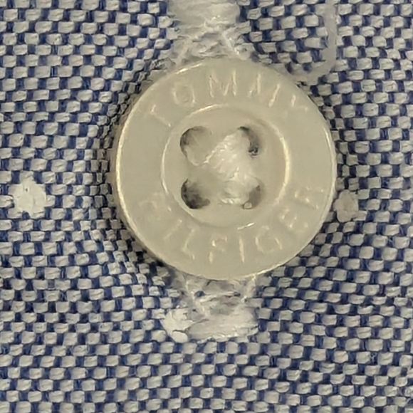Tommy Hilfiger XL Button Down Shirt Blue With White Polka Dots Pristine - Picture 8 of 12
